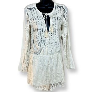 Volcom Gympsum Bone Long Sleeve Romper Size Small